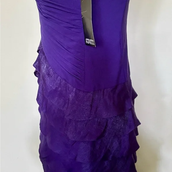 NWT Adrianna Papell Vibrant Purple Midi Cocktail Bodycon Dress w Ruffle Skirt - Picture 7 of 10